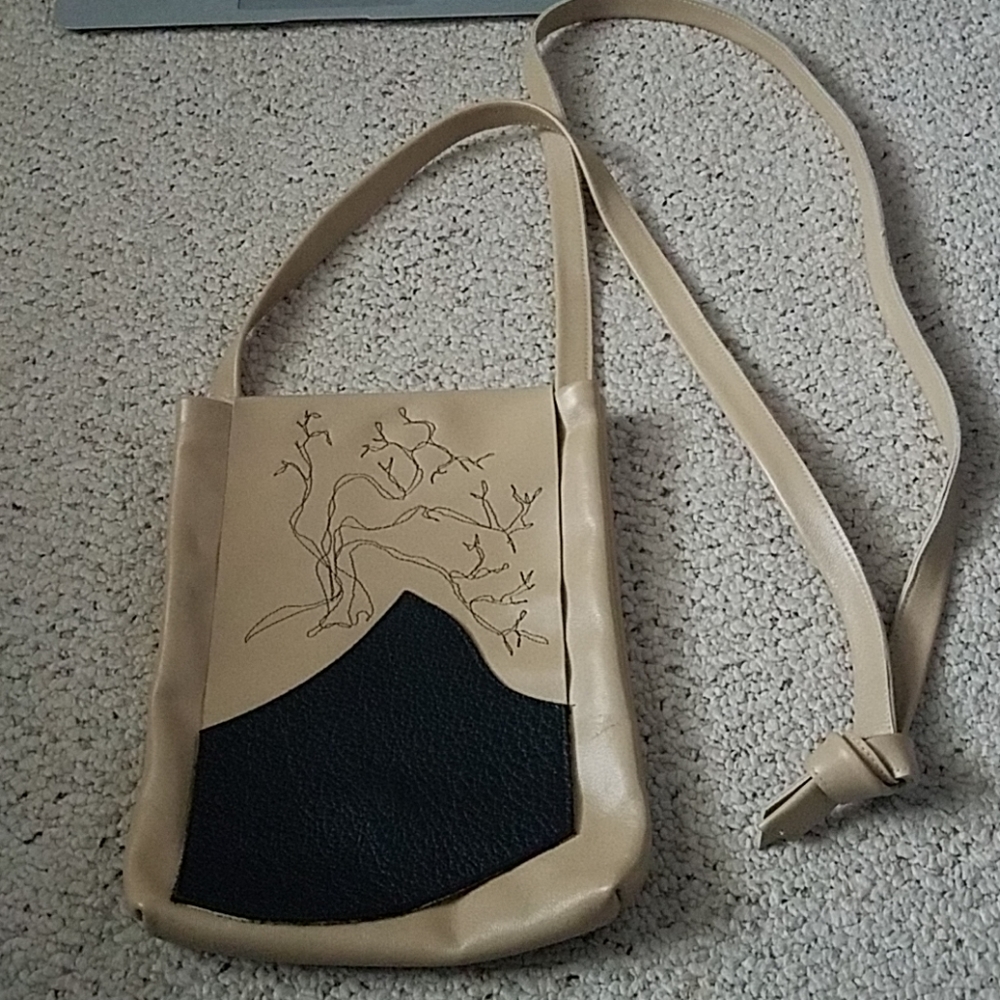 Unique handmade leather cross body messenger bag